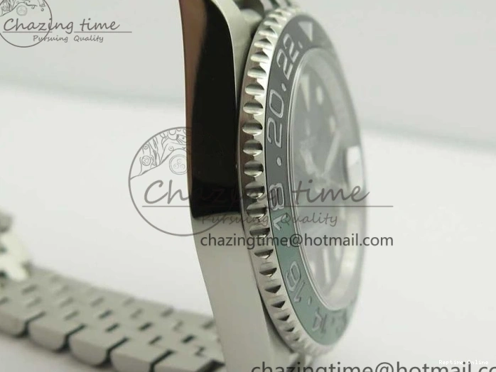 0201 UrbanChic GMT-Master II 126710 BLRO BPF Black Green Ceramic Bezel SS Black Dial on SS Jubilee Bracelet A 3347